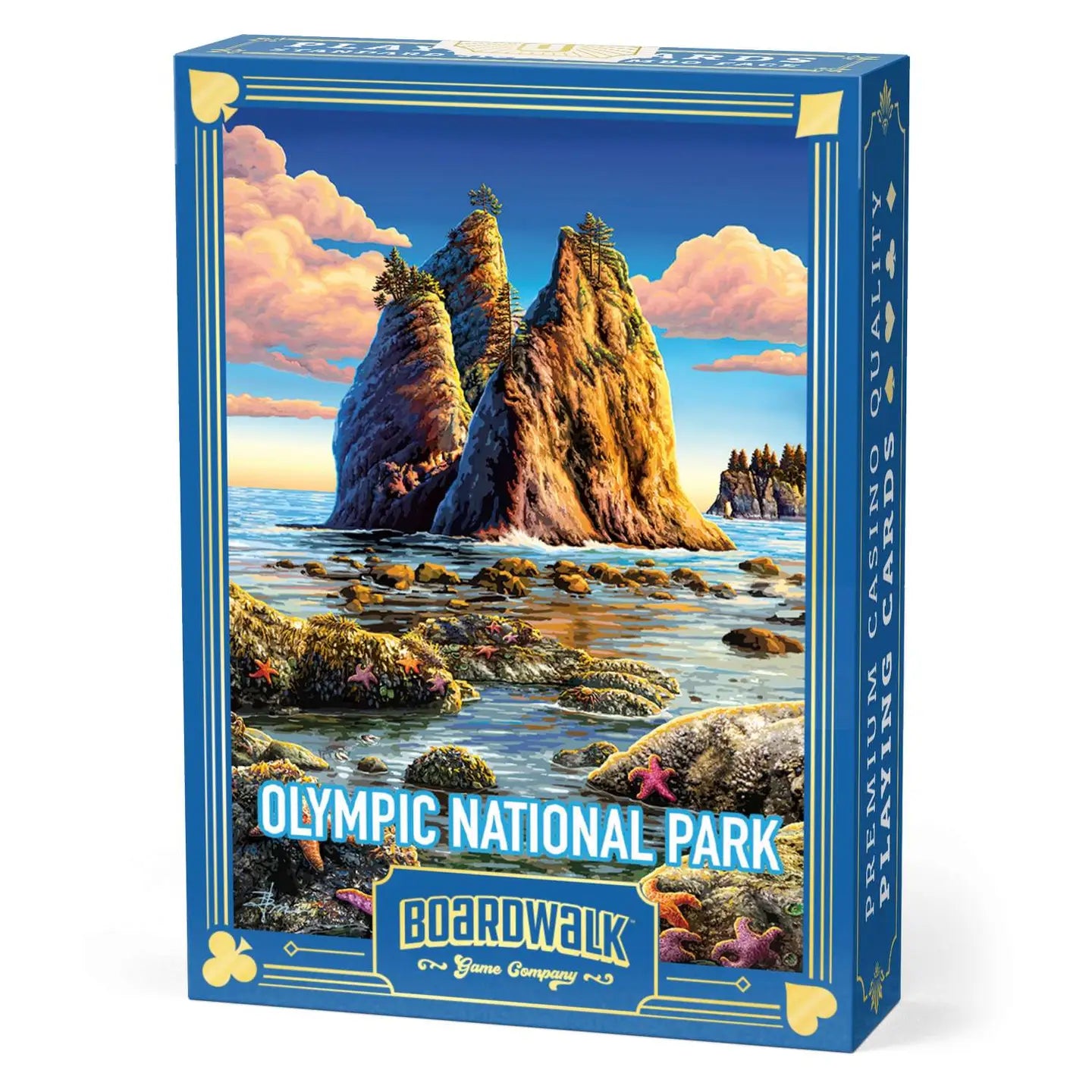 Olympic National Park Playing Cards tuck box with coastal sea-stack artwork