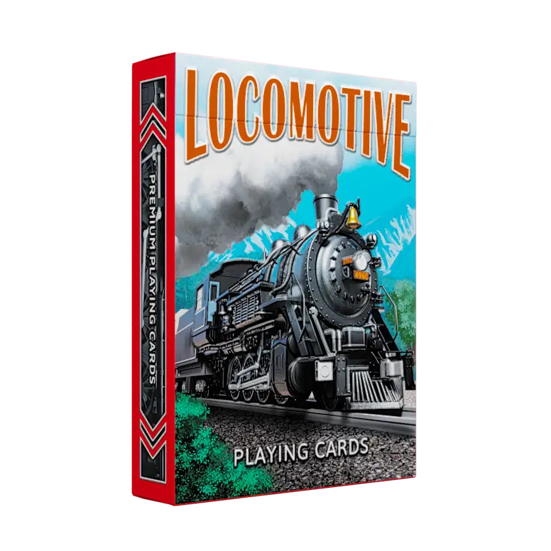 Locomotive Playing Cards steam train illustrated tuck box