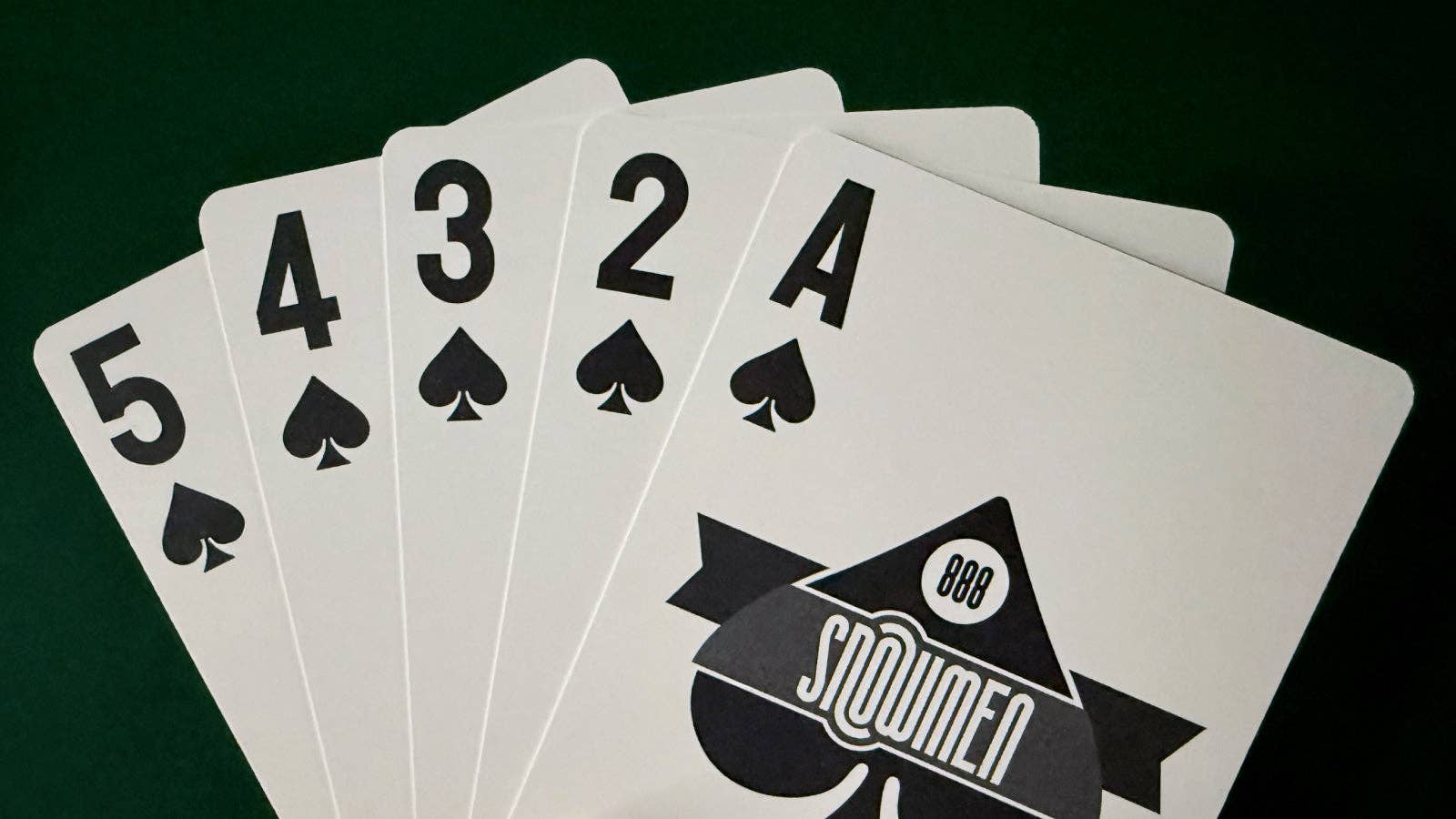 Playing cards with black text and symbols on a green background, featuring the Vanda Aces 2.0 logo.