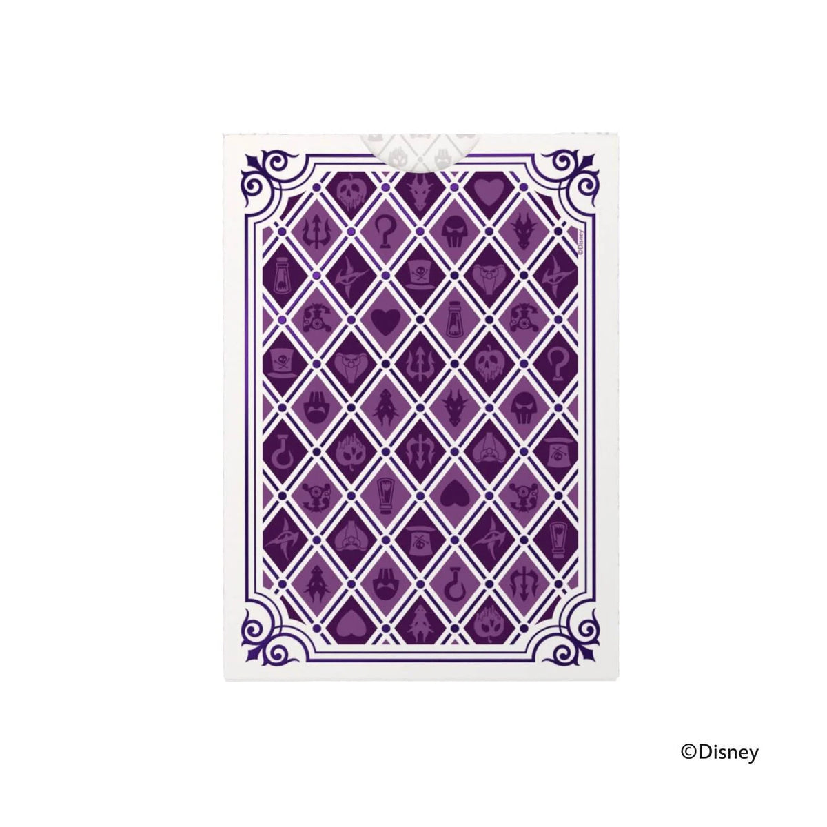 Purple and white Bicycle Disney Villains Special Edition card back with diamond lattice and villain symbols