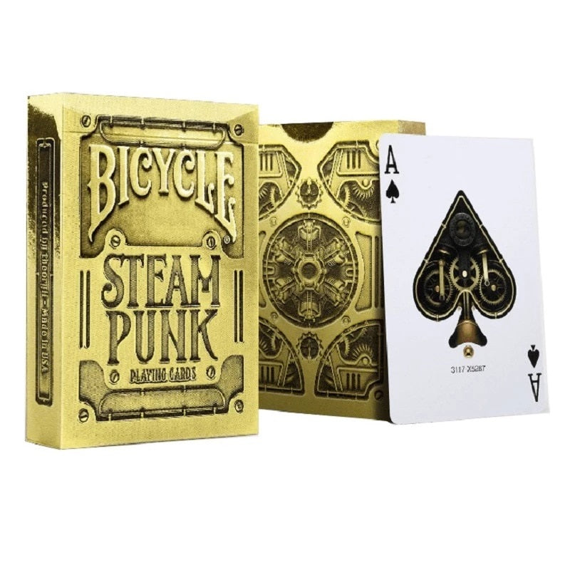 Bicycle Gold Steam Punk tuck box with custom mechanical Ace of Spades