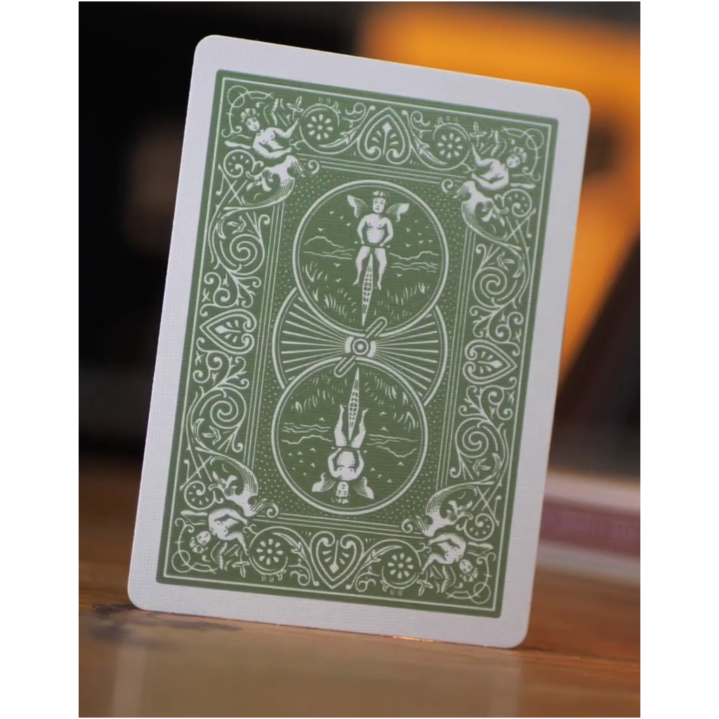 Bicycle Metallic Emerald single playing card showing the green metallic-ink Rider Back design