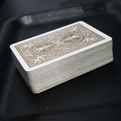 Bicycle Mini Gold Rider Back Playing Cards showing the miniature gold-colored card back with white border