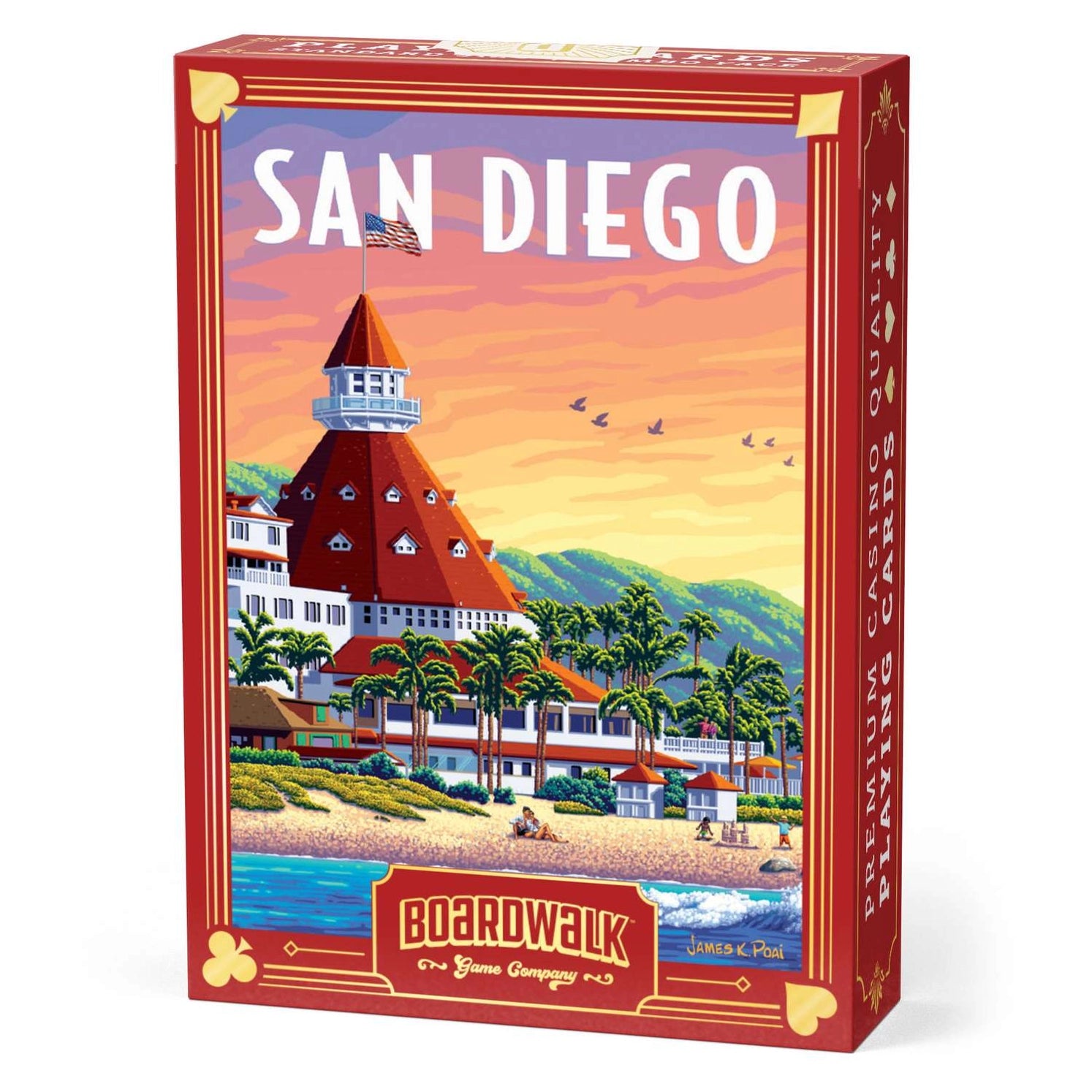 San Diego Playing Cards by Boardwalk tuck box with beach and Hotel del Coronado artwork