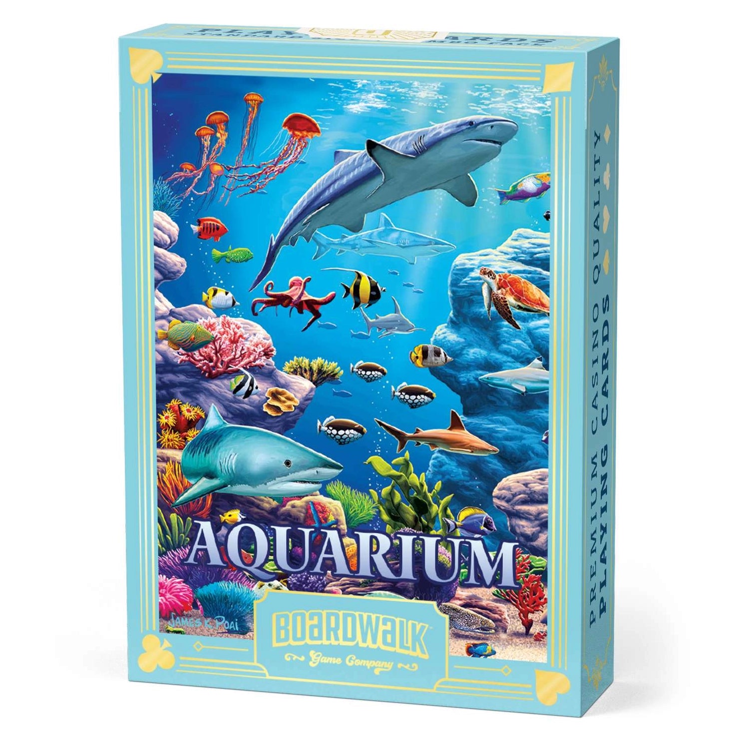 Boardwalk Aquarium Playing Cards tuck box with underwater sea-life artwork