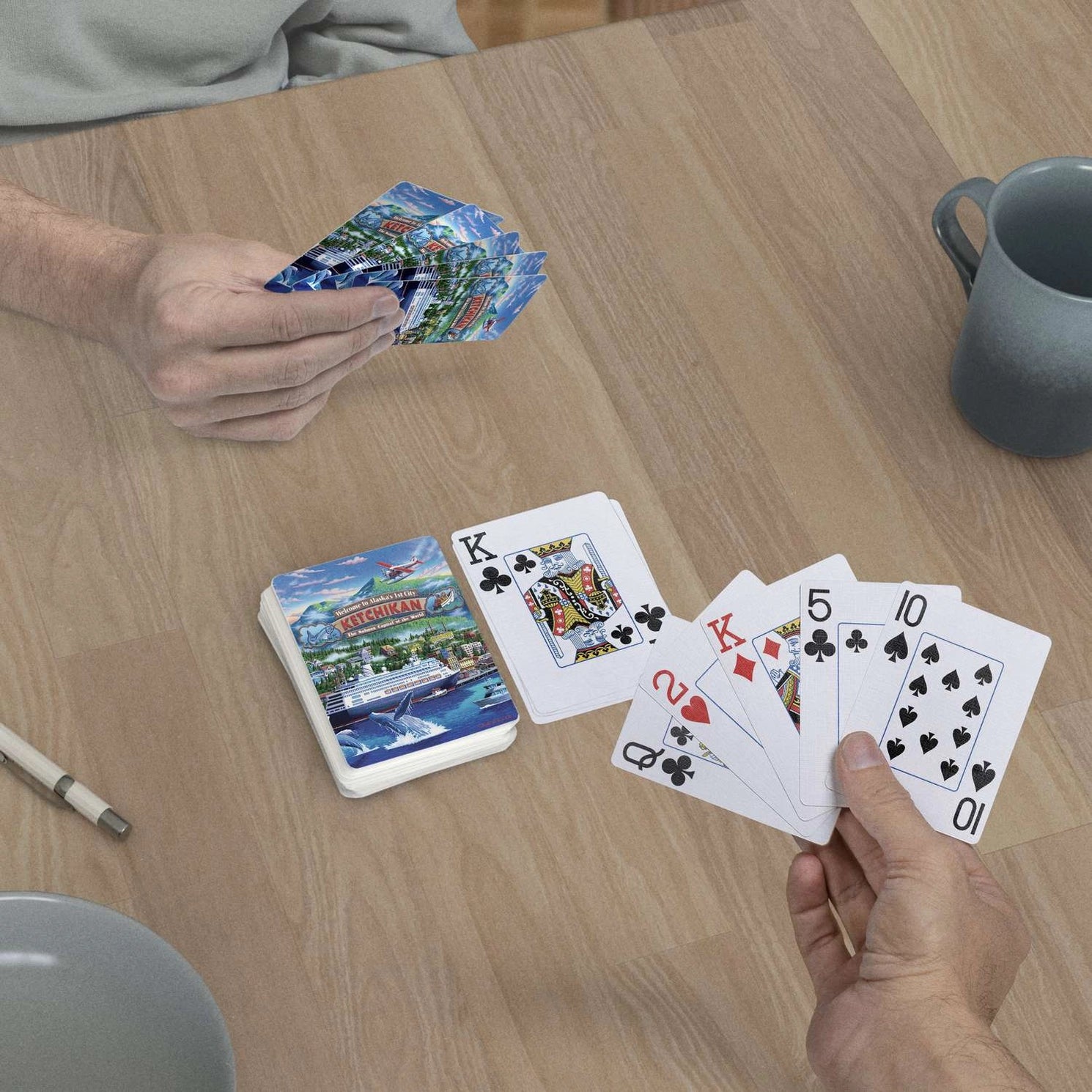 Boardwalk Ketchikan Playing Cards used in a casual card game