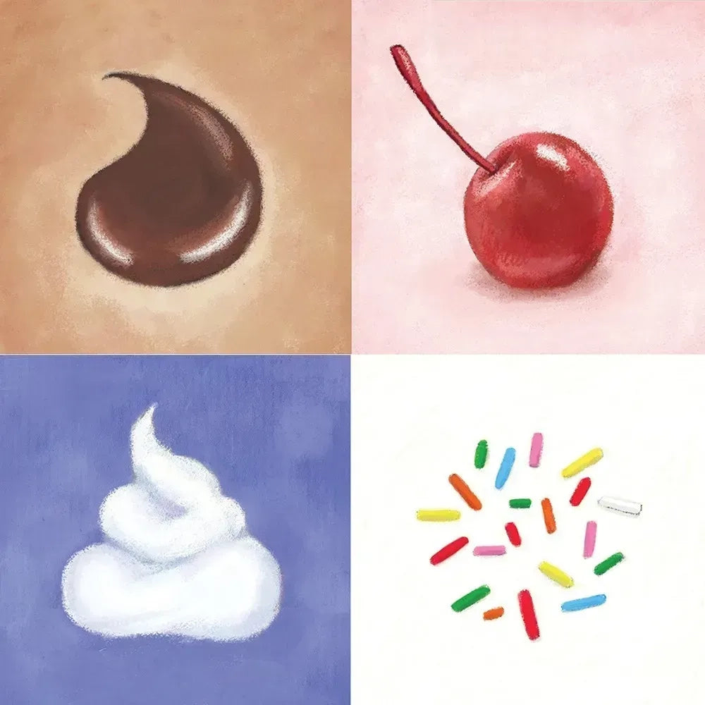 Chocolate cherry whipped cream and sprinkle topping symbols from Banana Split