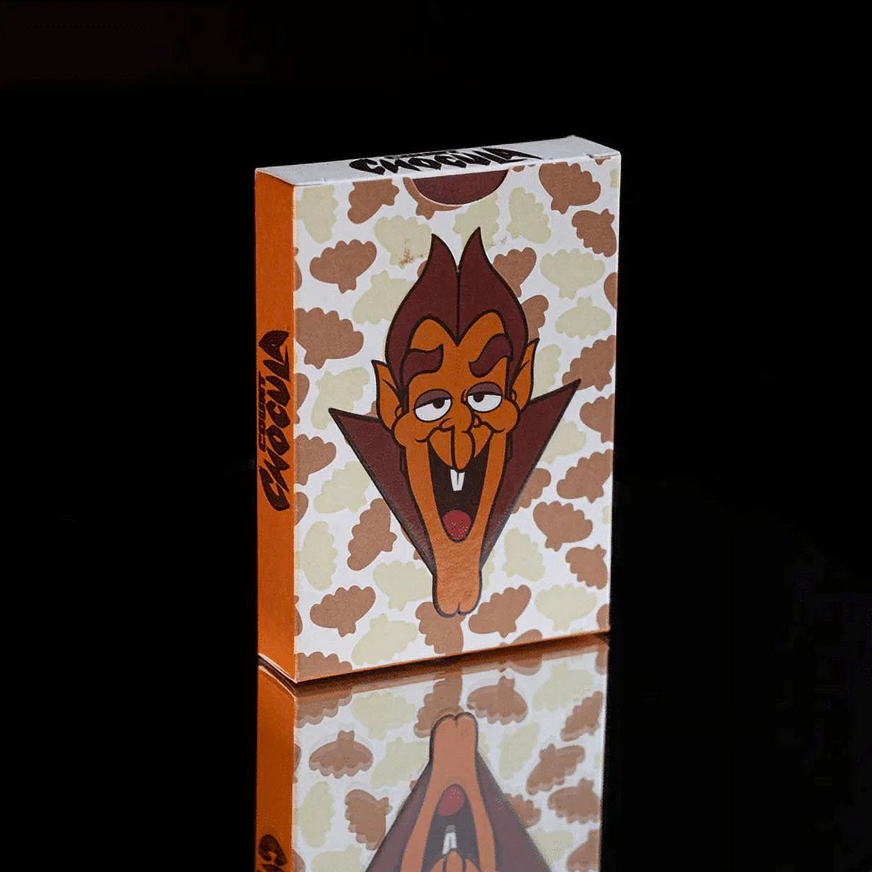 Count Chocula on a product packaging with a black background