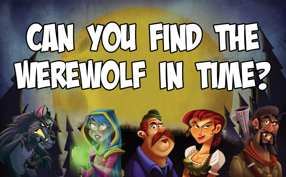 One Night Ultimate Werewolf characters beneath the question Can You Find the Werewolf in Time.