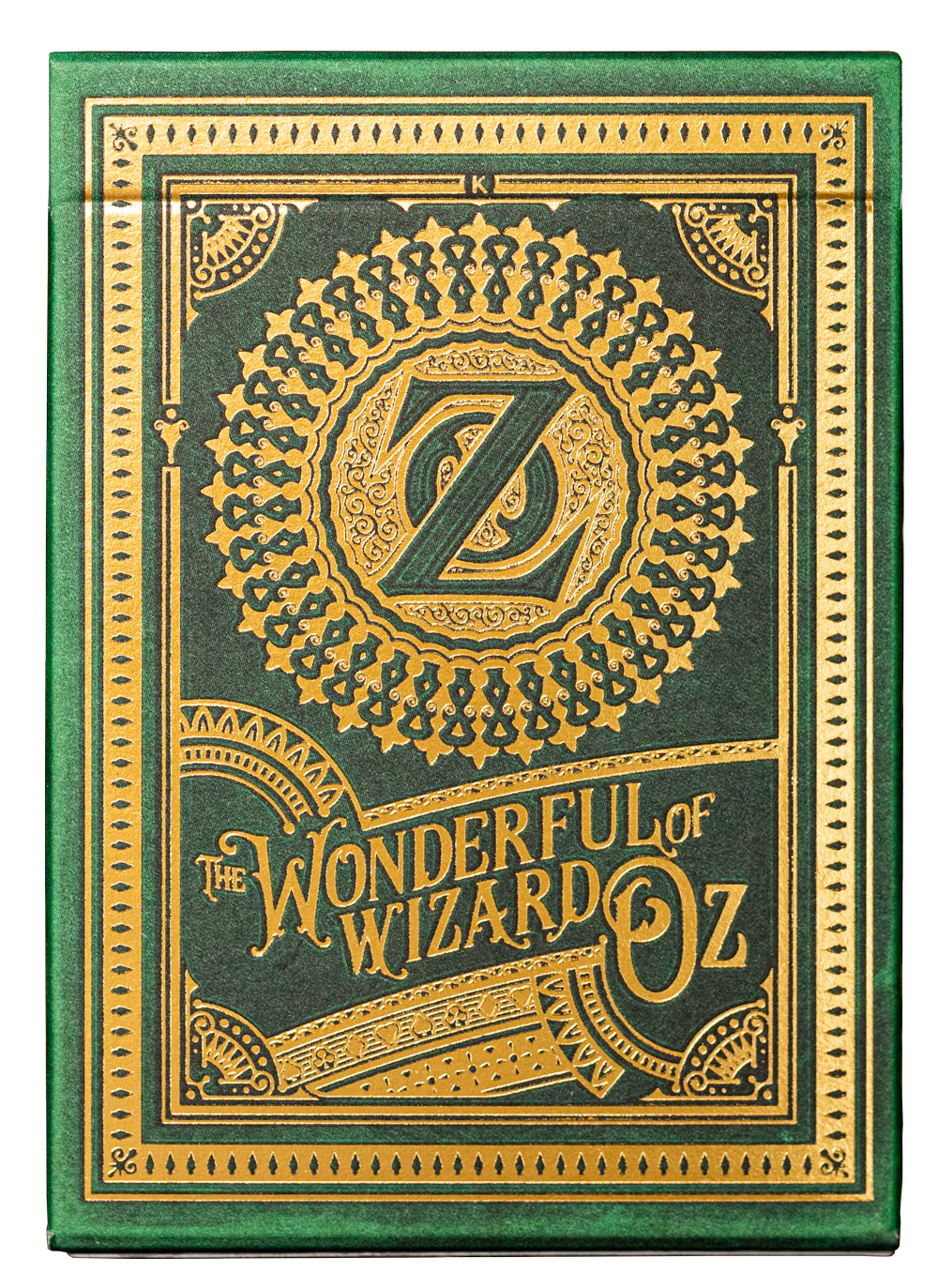 Book cover of 'The Wonderful Wizard of Oz' with decorative gold letter 'Z' on green background