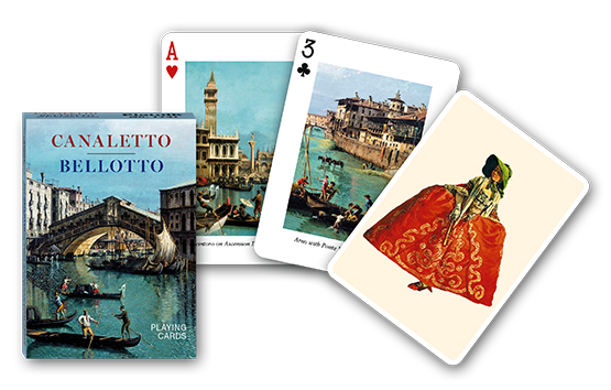Piatnik Canaletto Bellotto Playing Cards with illustrated tuck box and sample card artwork