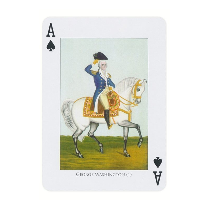 Piatnik Presidents playing card: George Washington on horseback, Ace of Spades