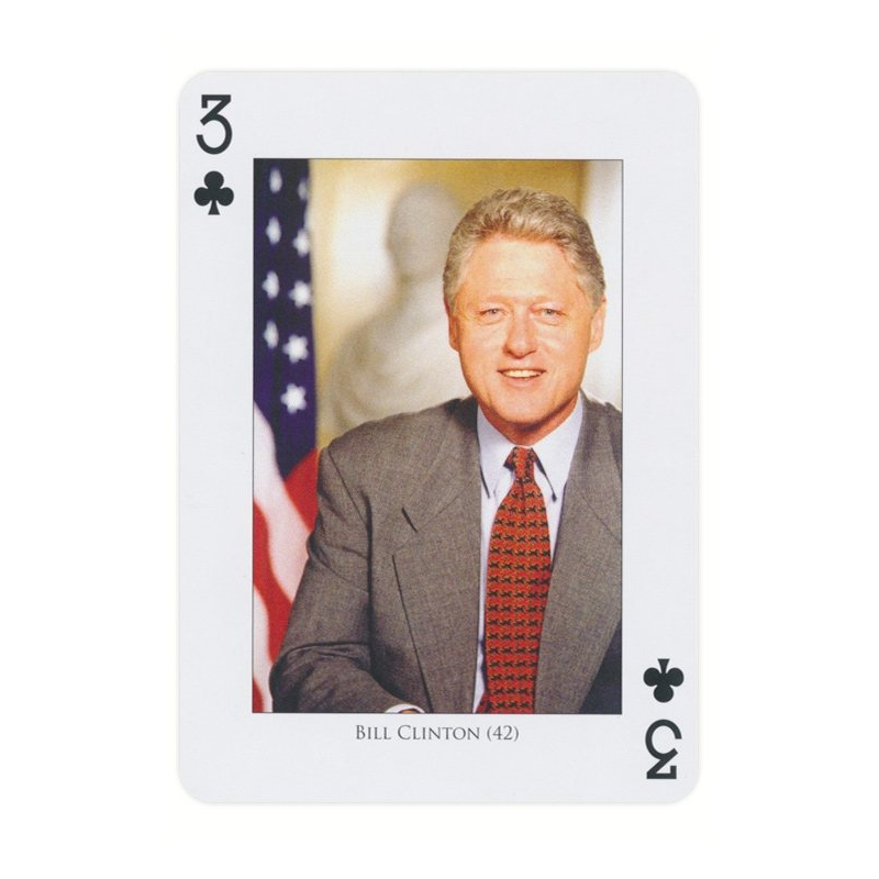 Piatnik Presidents playing card: Bill Clinton, Three of Clubs
