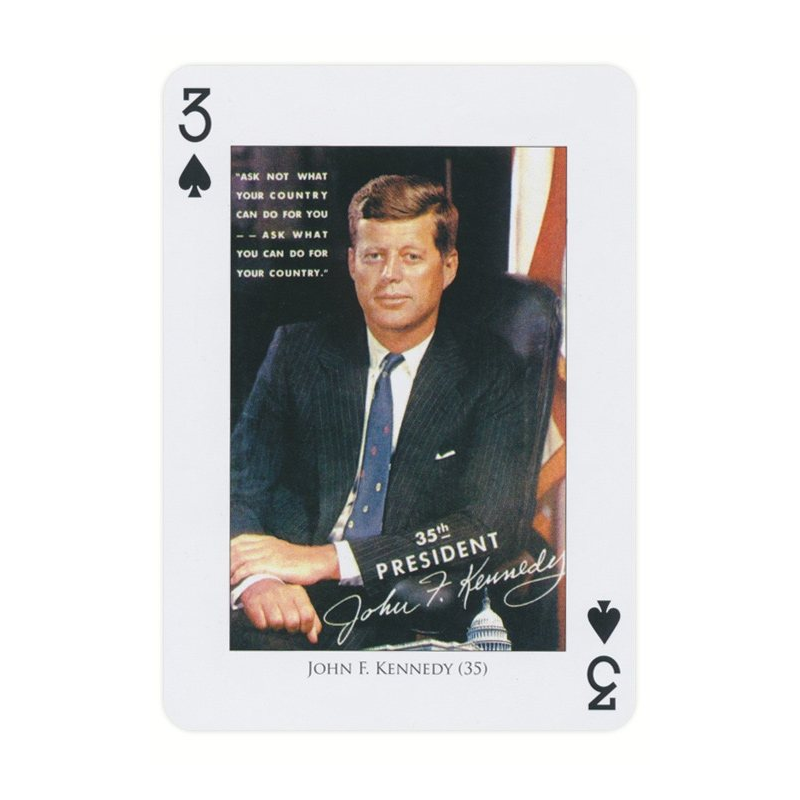 Piatnik Presidents playing card: John F. Kennedy, Three of Spades