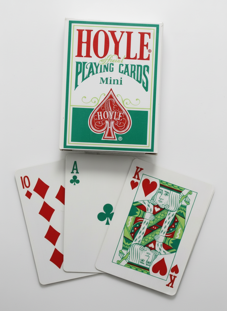 Hoyle Mini Playing Cards for Christmas in red and green.