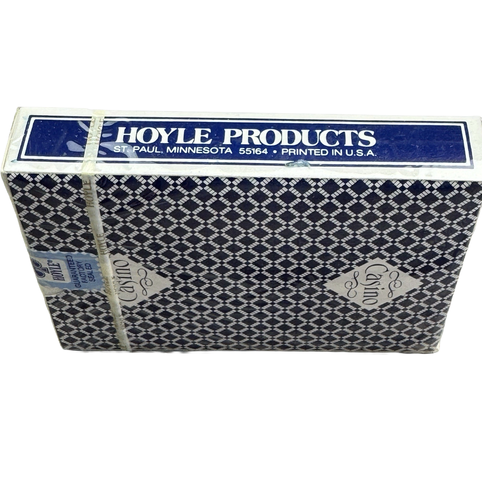 Box of playing cards with 'Hoyle Products' branding on a white background