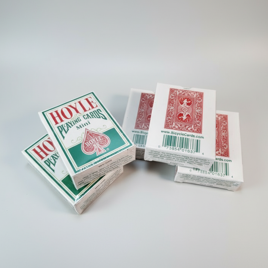 Hoyle Mini Playing Cards for Christmas in red and green with shell back design.