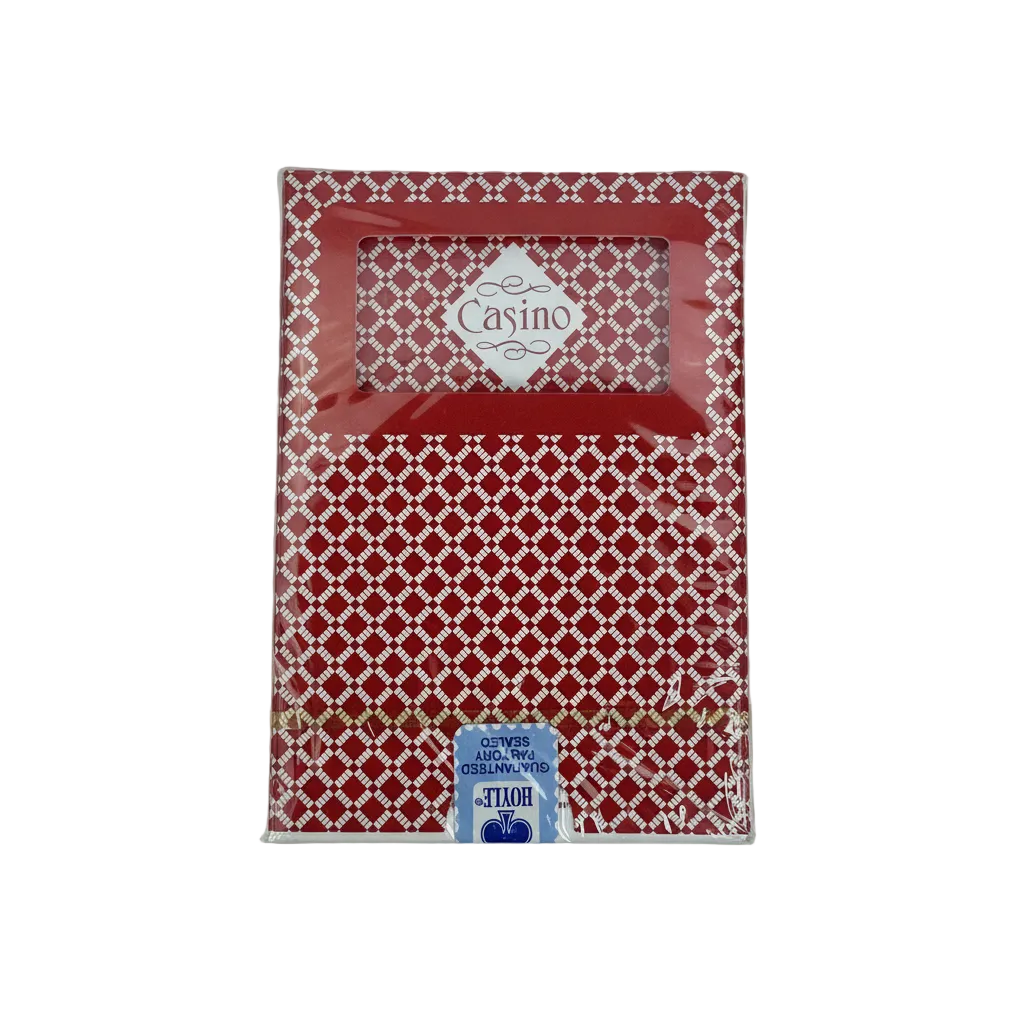 Packaged deck of Hoyle PGC cards with red and white pattern and 'Casino' branding.