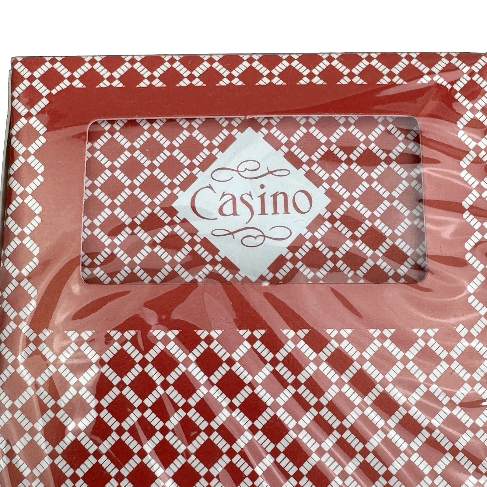 Casino-themed tray with red and white patterned border