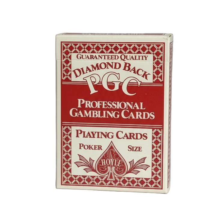 Red and white box of Diamond Back PGC Professional Gambling Cards on a white background
