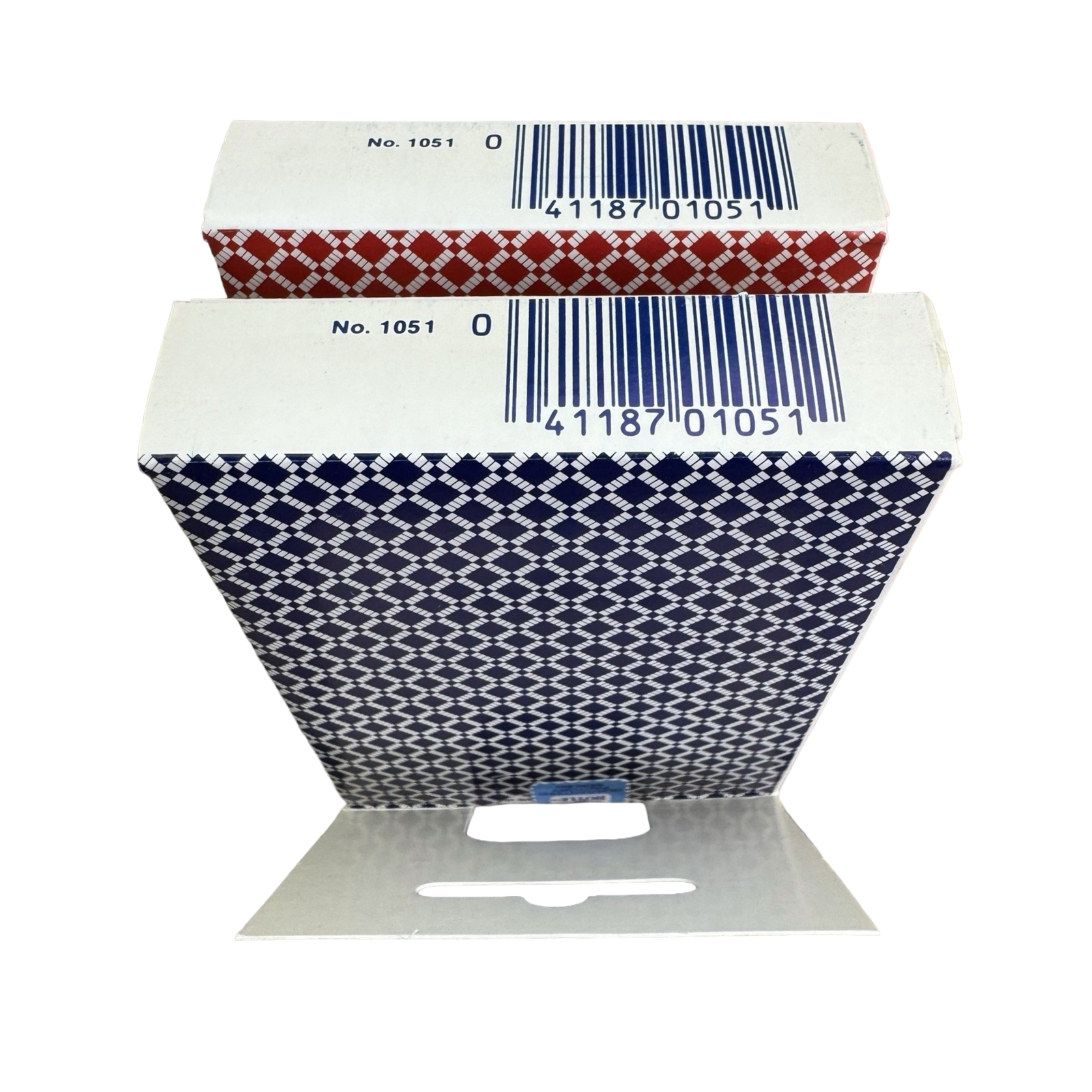 Two boxes with barcodes and patterns on a white background