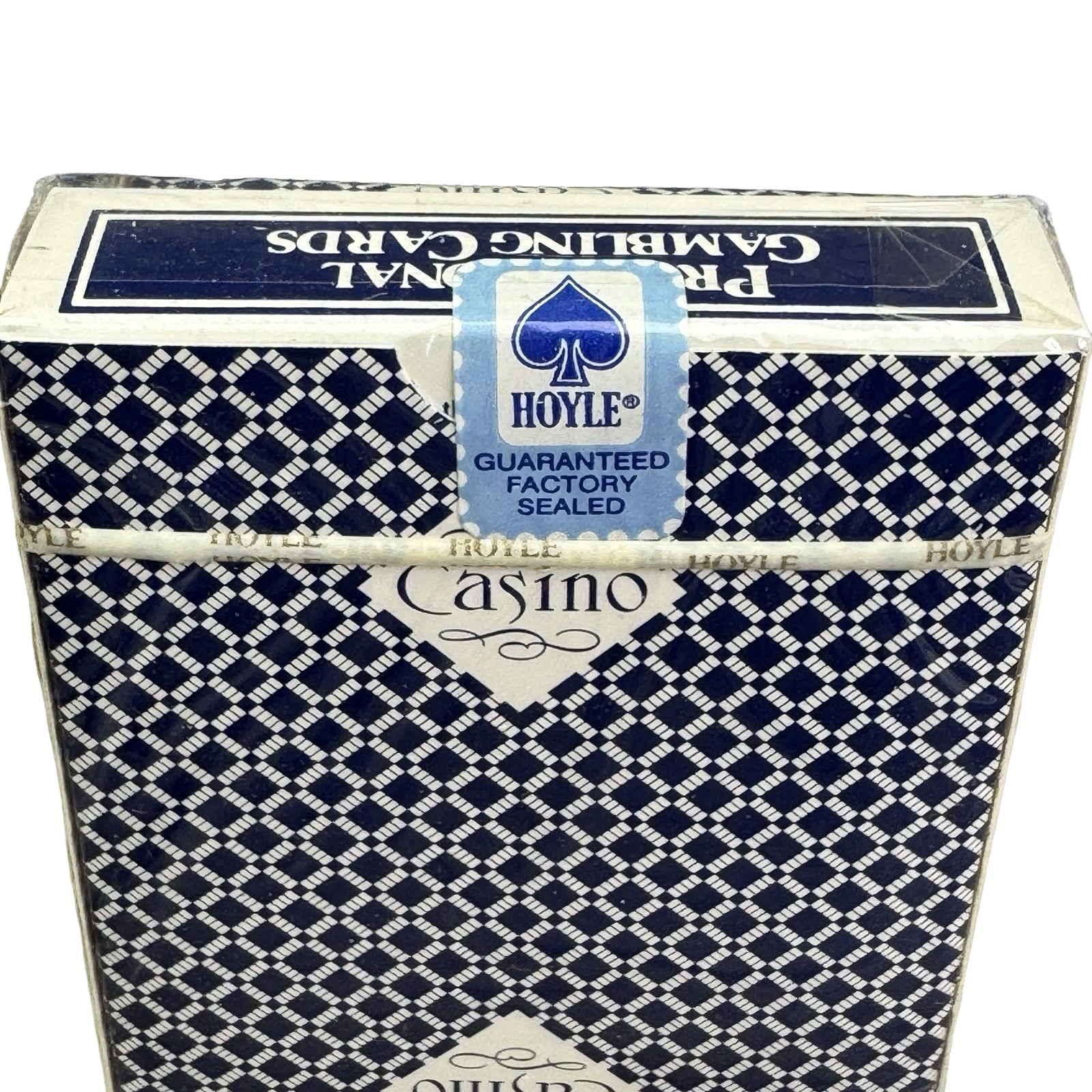Box of Hoyle Casino playing cards with blue and white design