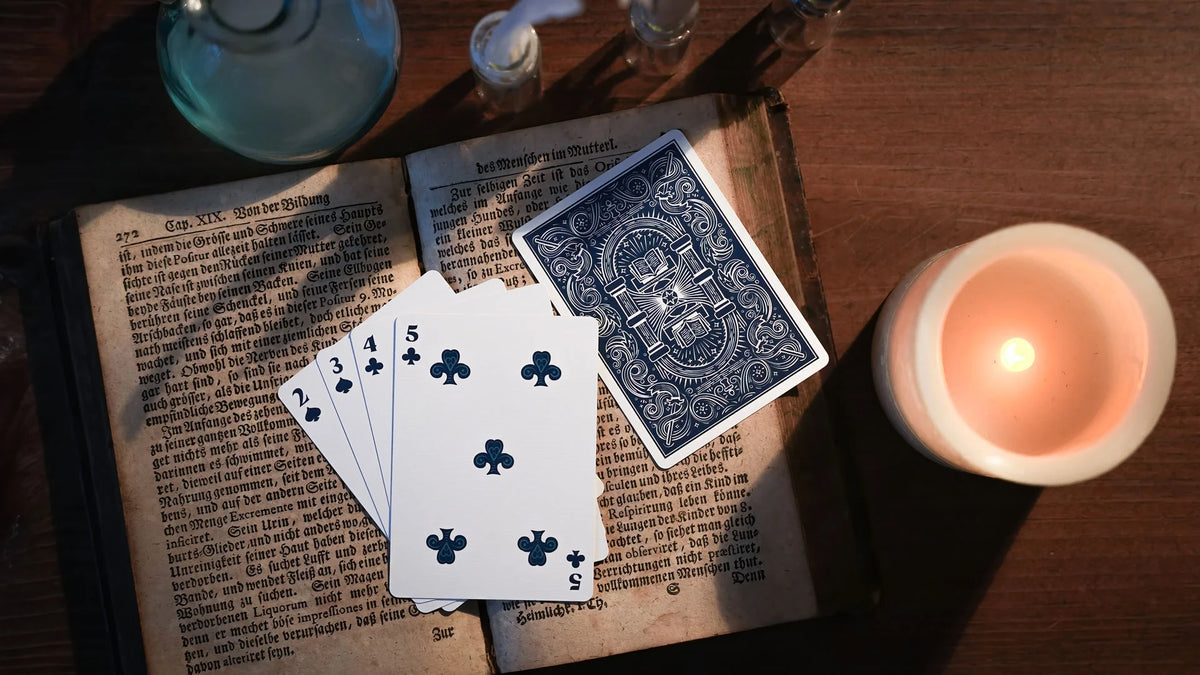Sorcerer's Apprentice custom number cards with stylized suit pips and traditional indices
