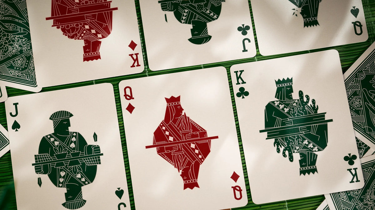 Succulent Playing Cards custom Jack Queen and King court cards in green and red