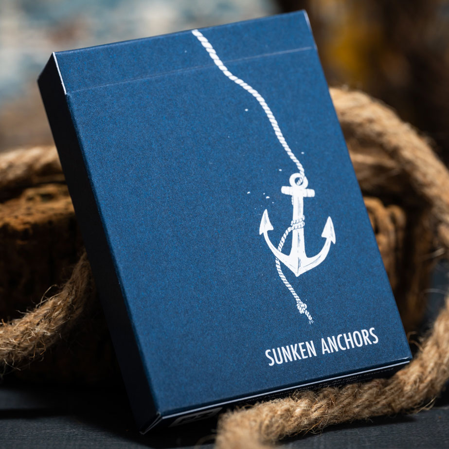 Sunken Anchors Standard Edition navy tuck box with a white anchor and rope design.