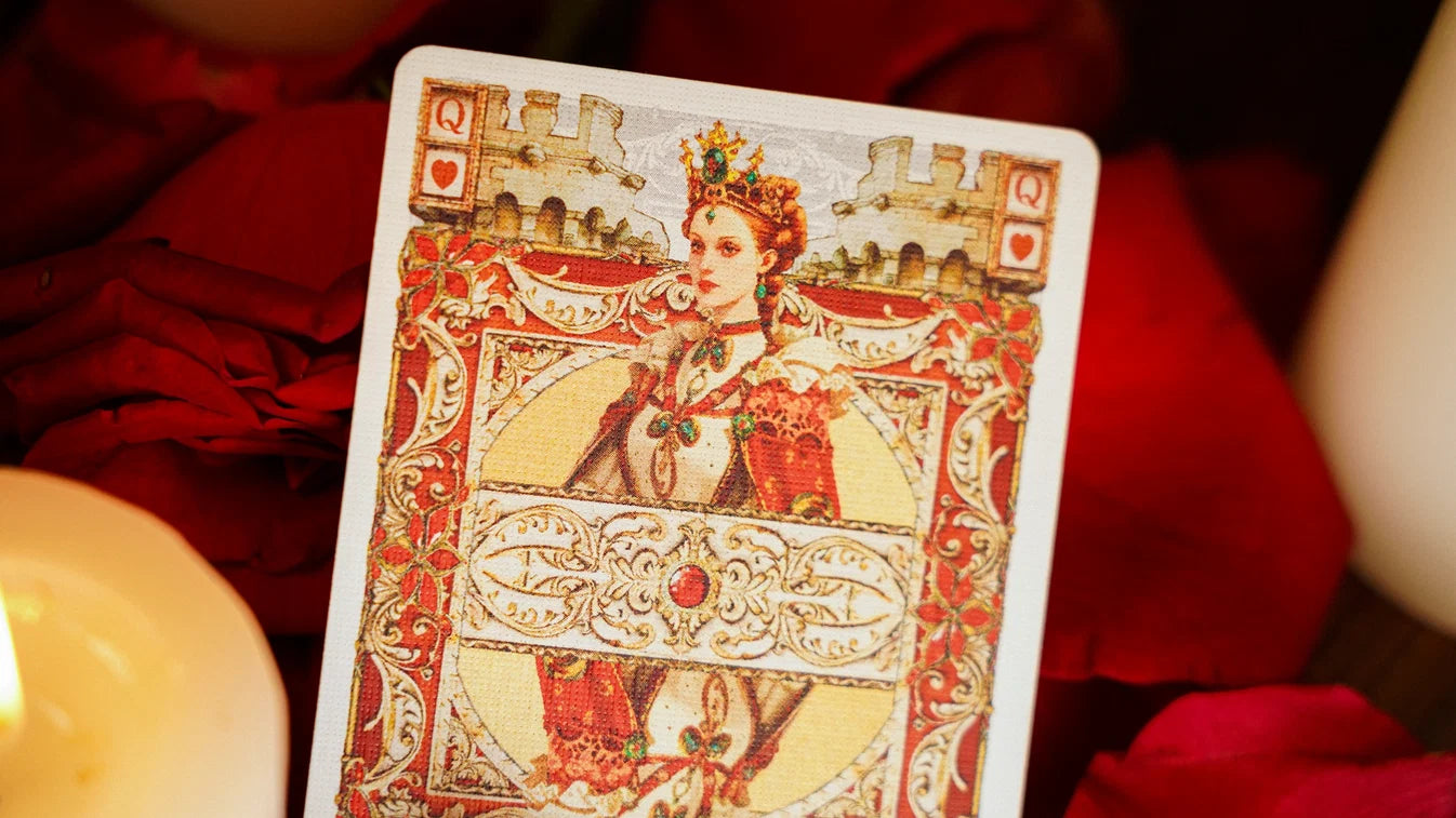 Fortress Queen of Hearts with ornate medieval royal artwork