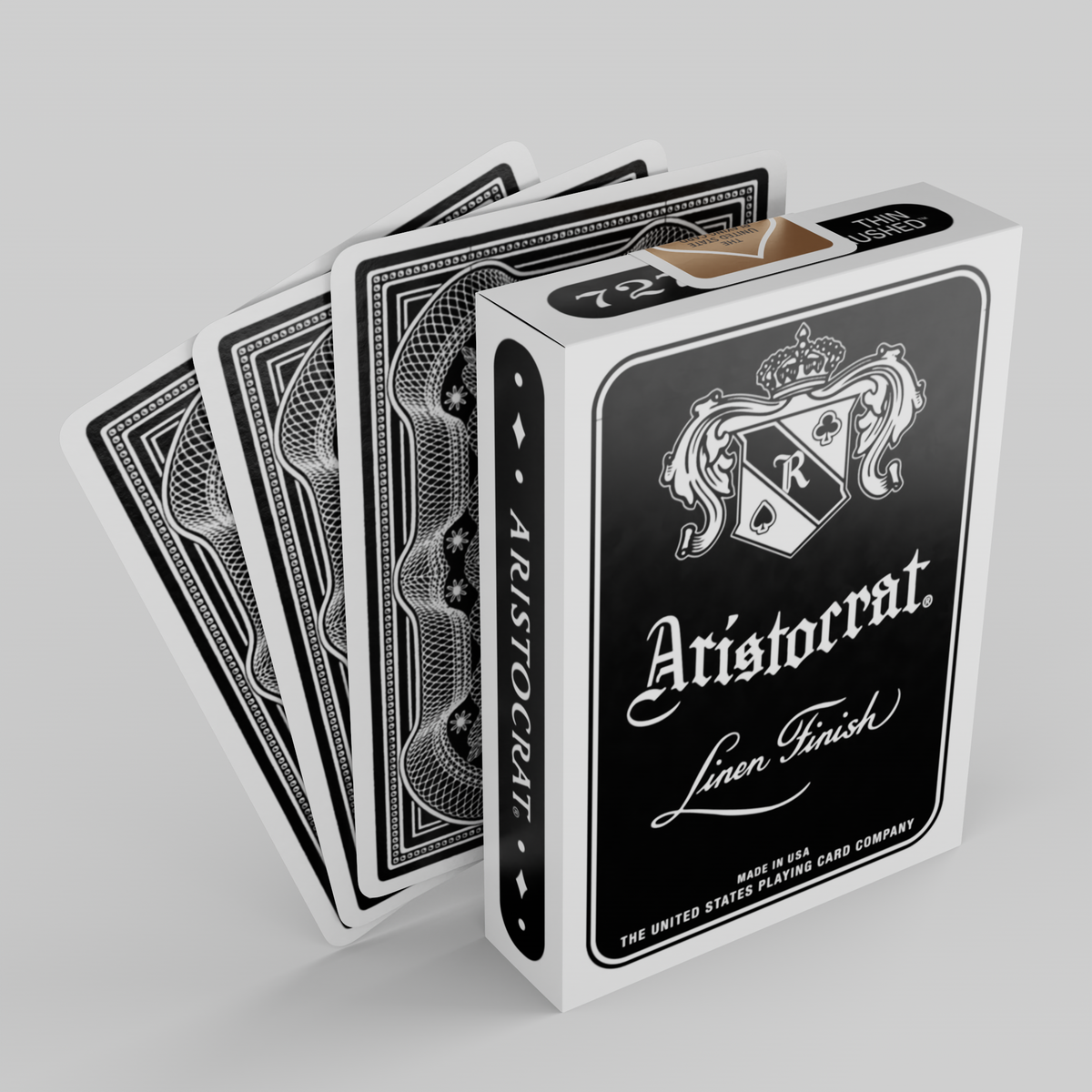 Aristocrat 727 Black Thin Crushed playing cards with classic Bank Note back and tuck box