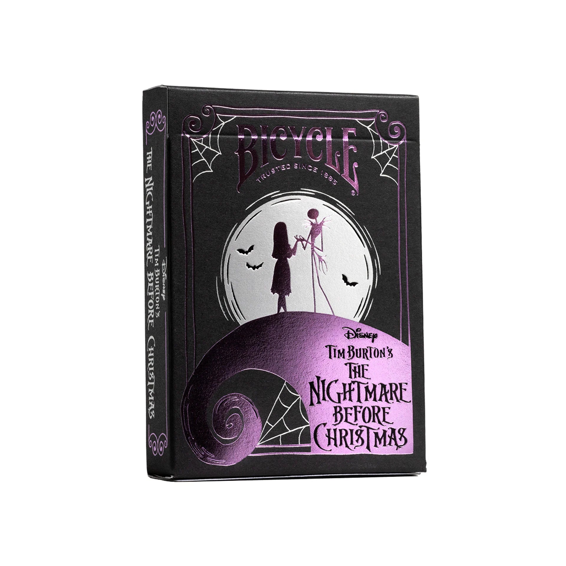 Bicycle card deck packaging featuring Disney's 'The Nightmare Before Christmas' design on a white background