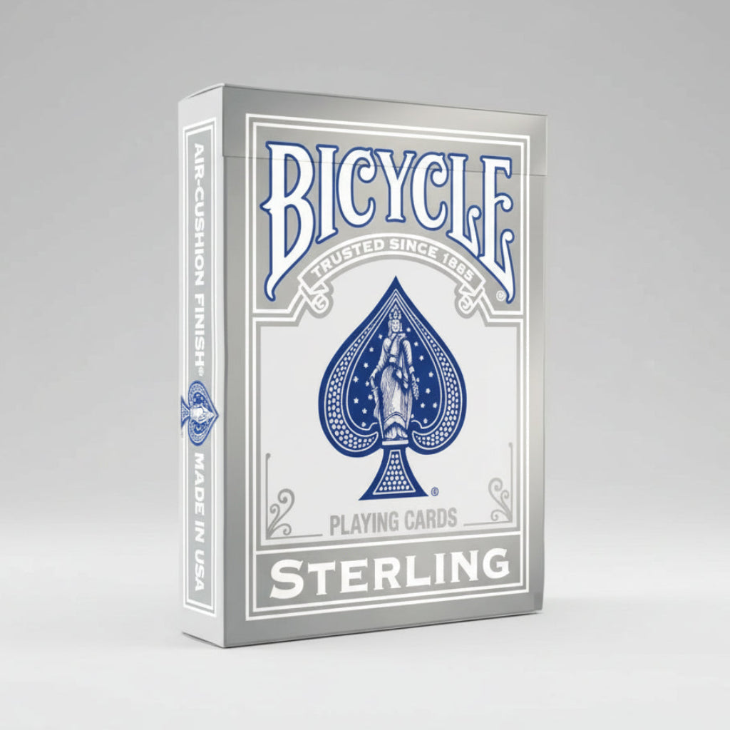 Bicycle Sterling Blue Playing Cards silver tuck box with blue accents
