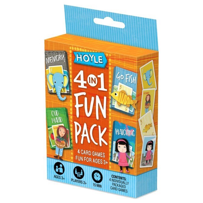 Hoyle 4 in 1 Fun Pack English Only card games box showing four individually packaged games