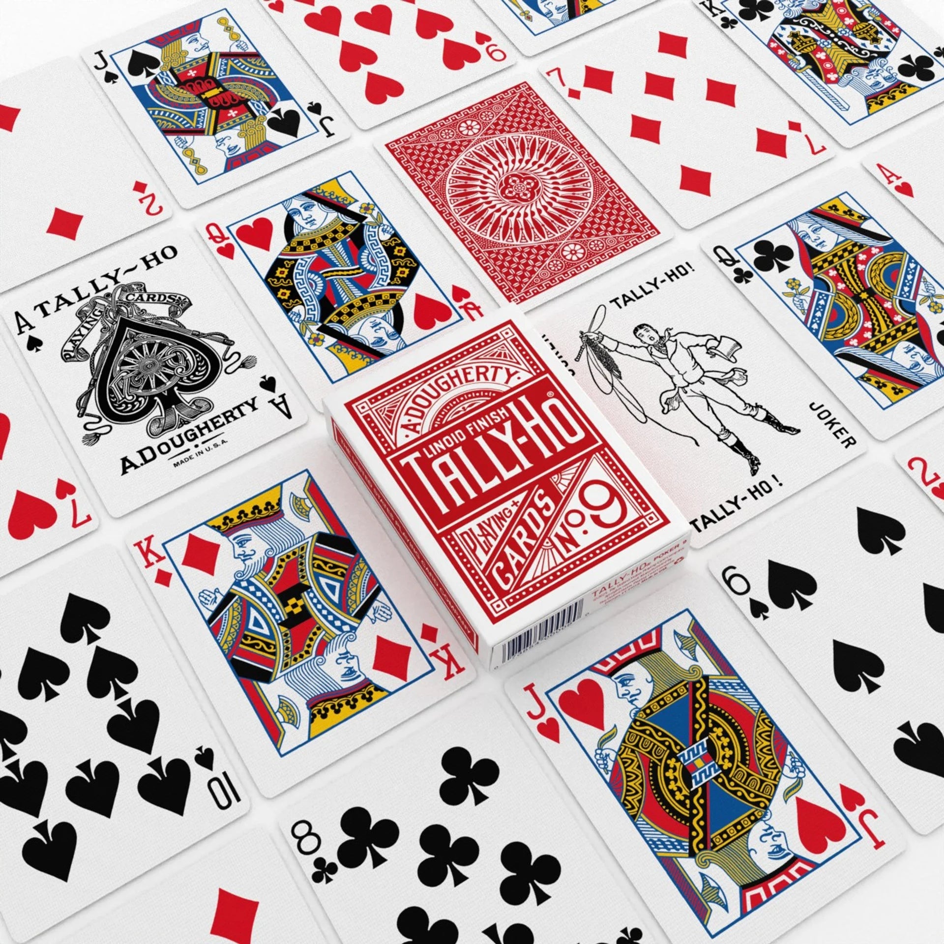 Tally-Ho playing cards with a red box in the center