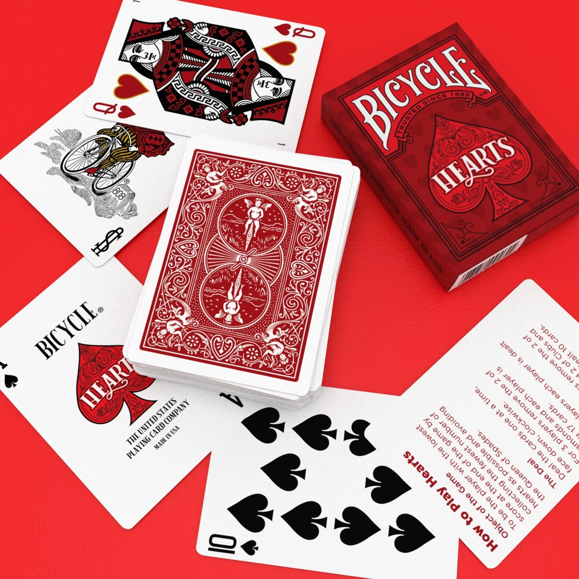 Bicycle Hearts Playing Cards Deck – Classic Air-Cushion Finish