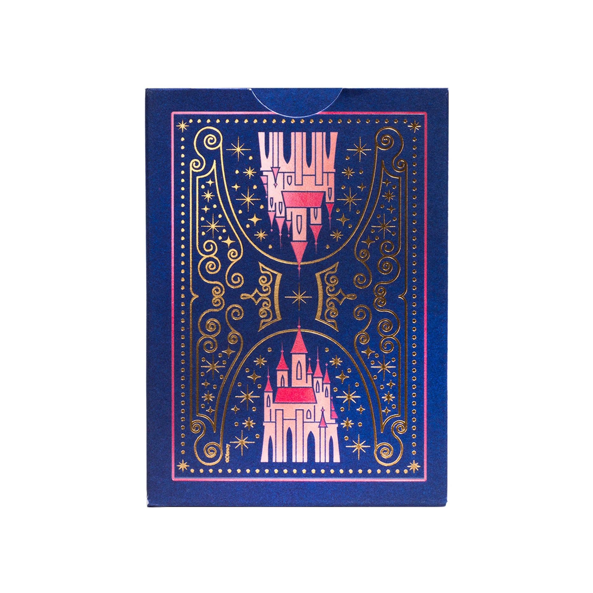 Decorative notebook with castle design on a blue background