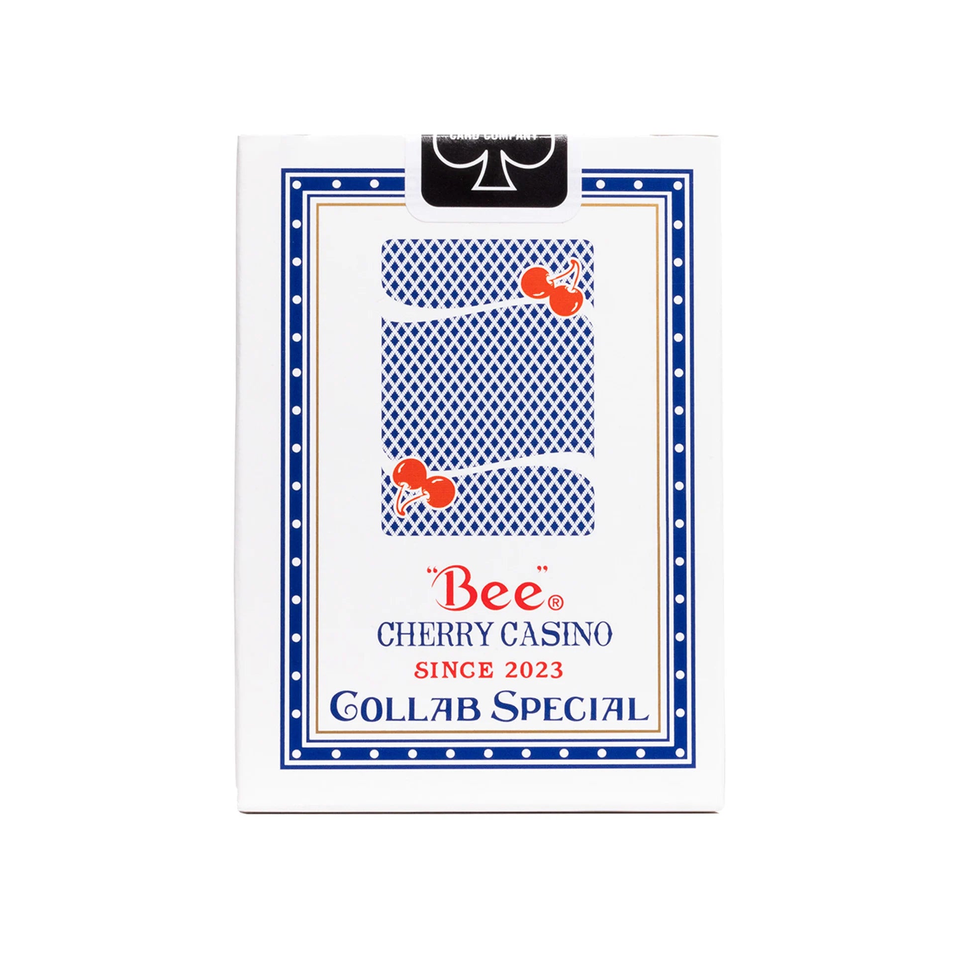 Bee x Cherry Casino playing card packaging with 'Bee Cherry Casino' branding on a white background