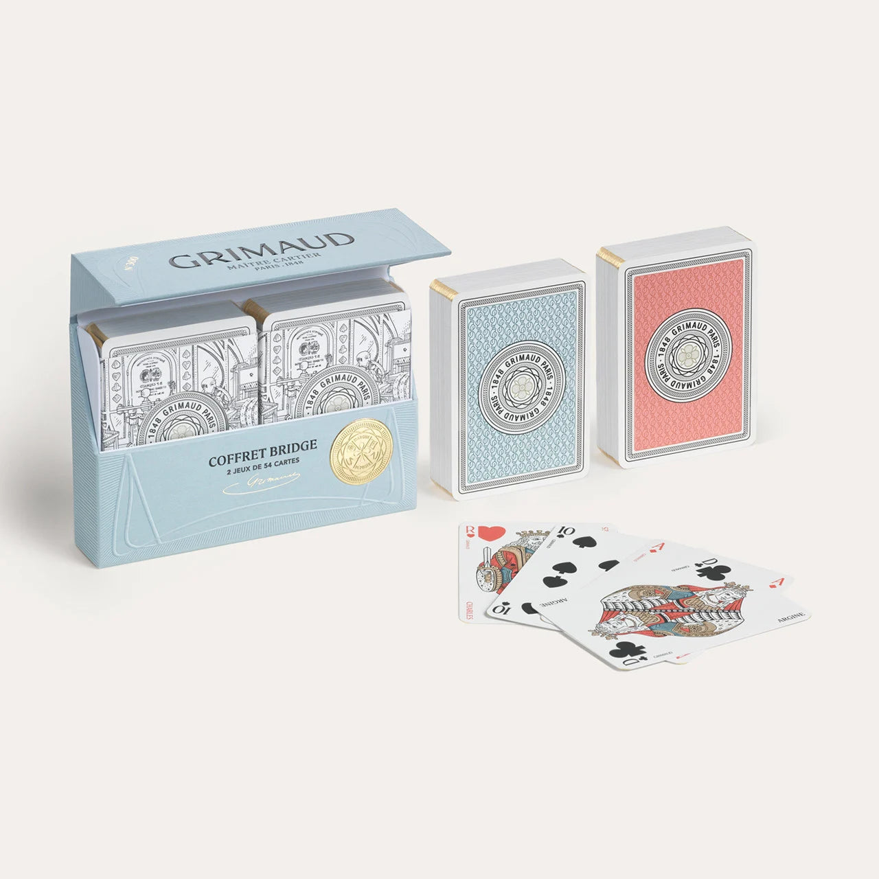Grimaud N°300 Coffret Bridge playing cards with packaging on a white background