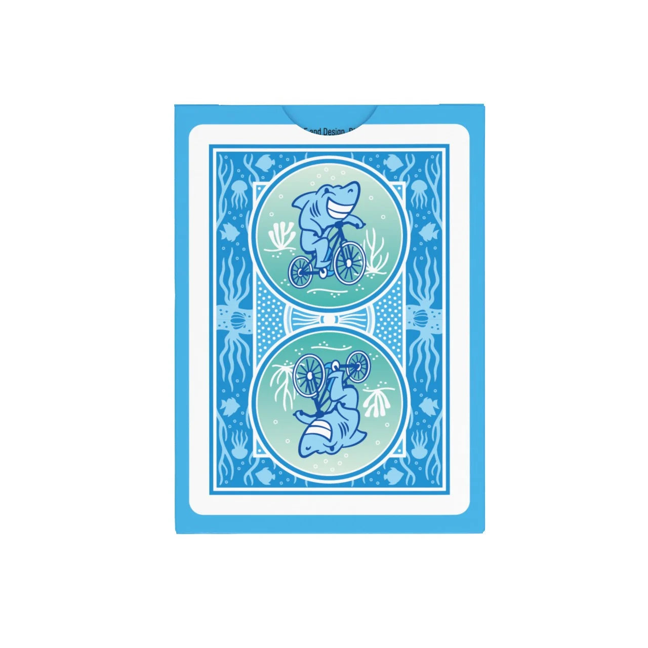 Bicycle Under the Sea card back with mirrored shark and ocean life design