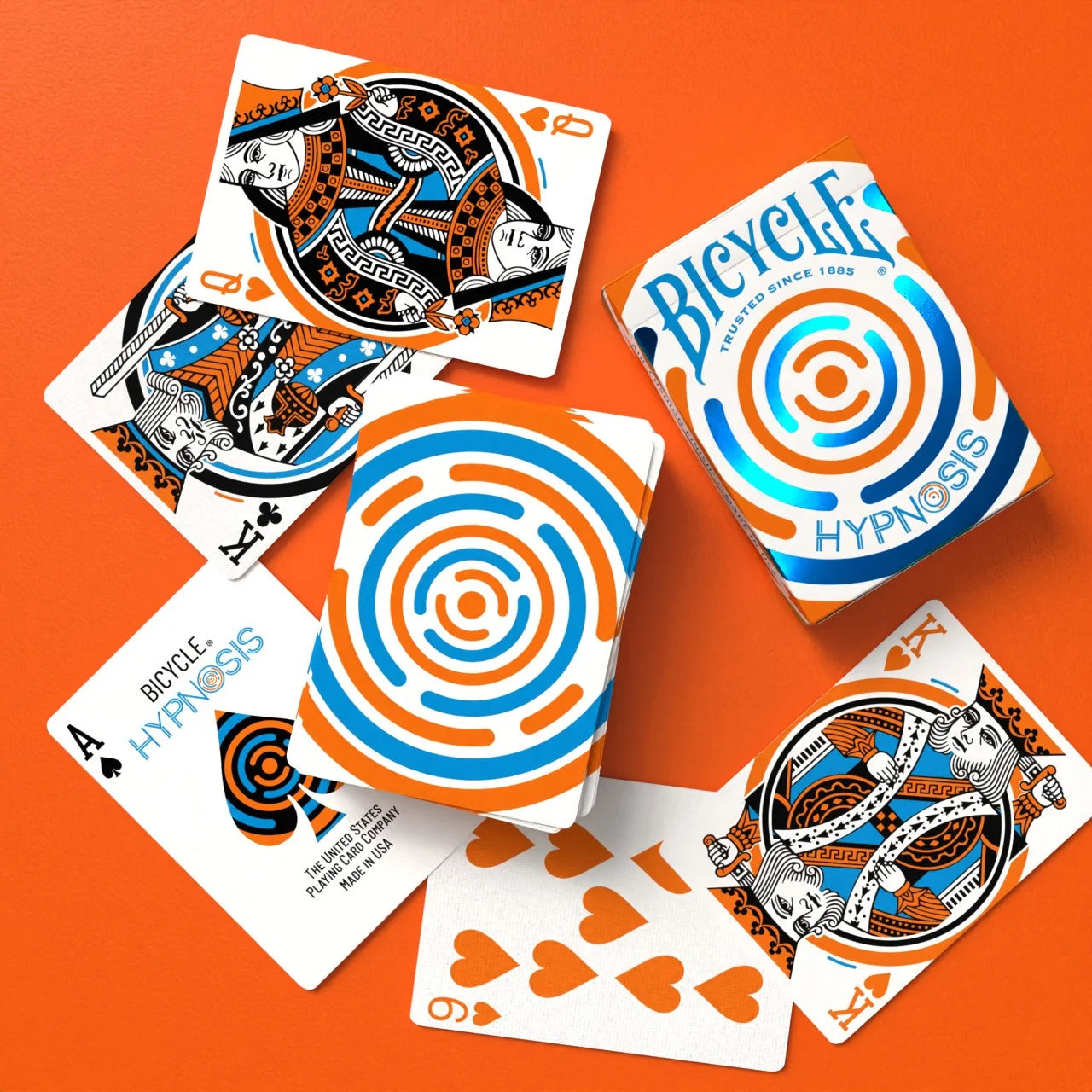 Bicycle Hypnosis Blue deck with custom cards and circular card backs