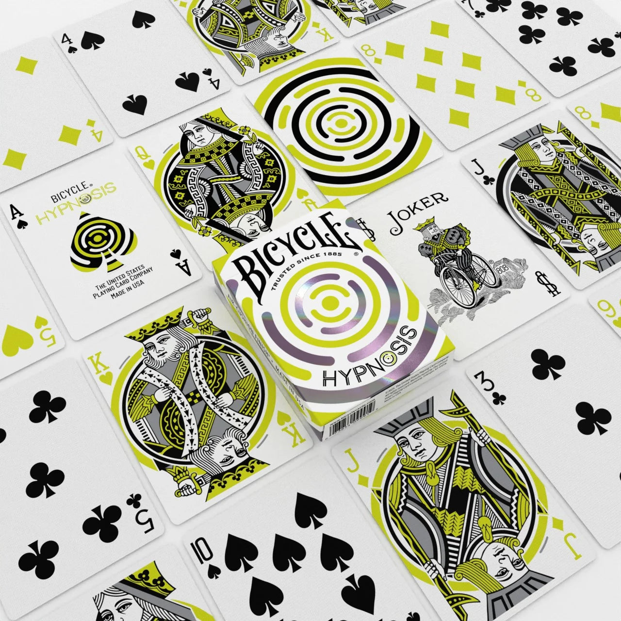 Bicycle Hypnosis Green deck with custom courts, numbered cards and Joker
