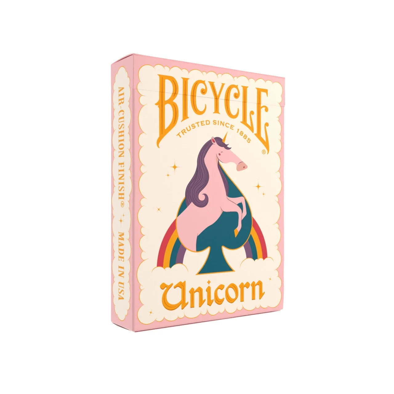 Bicycle Unicorn Pink Playing Cards tuck box with pink unicorn artwork