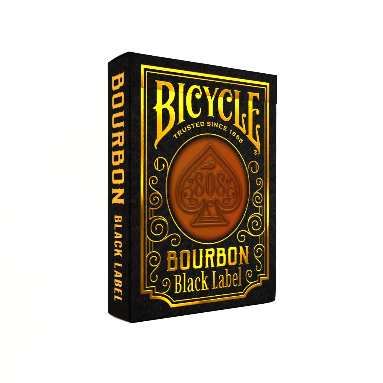 Bicycle Bourbon Black Label Playing Cards tuck box with gold foil accents
