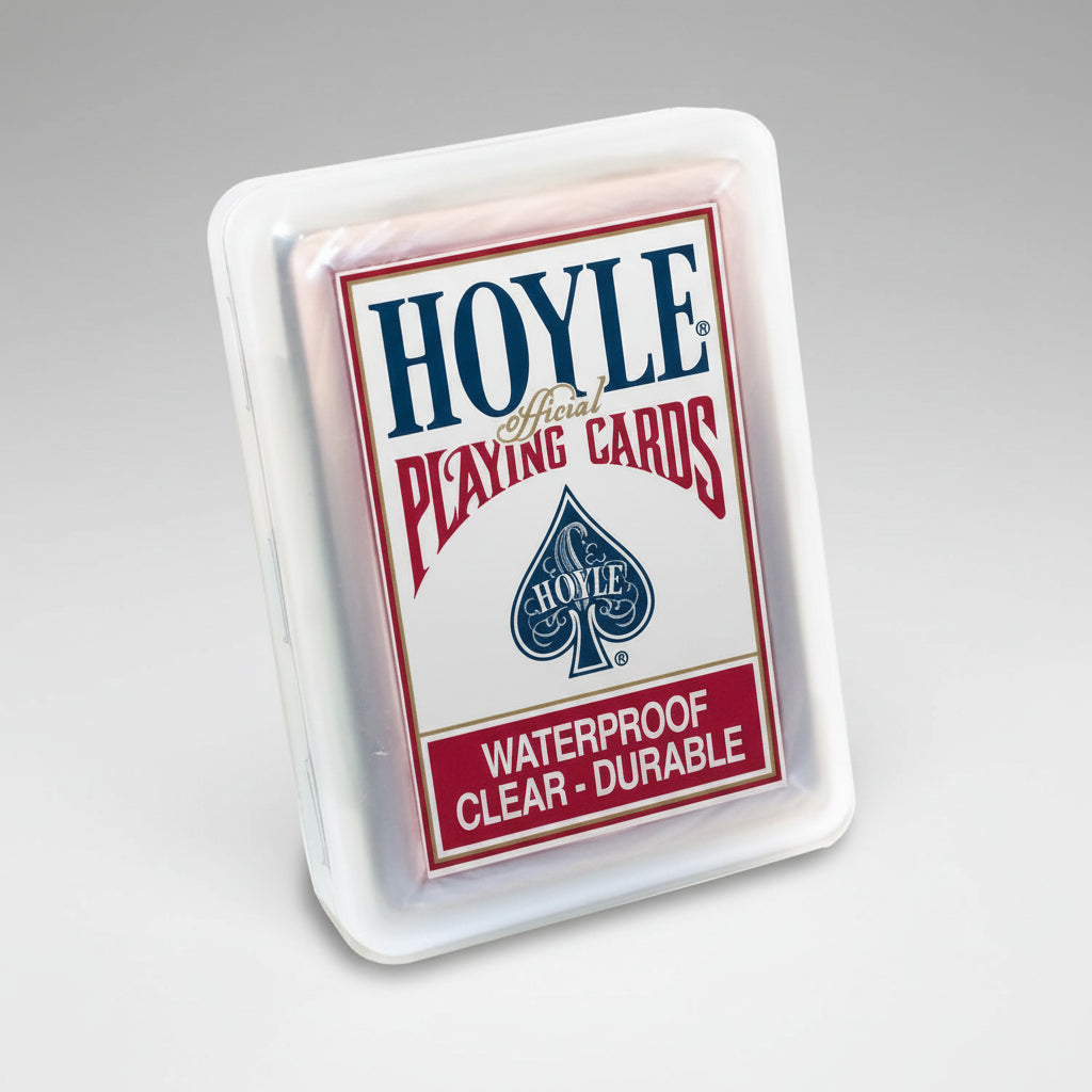 Hoyle playing cards packaging with red and blue design on a white background