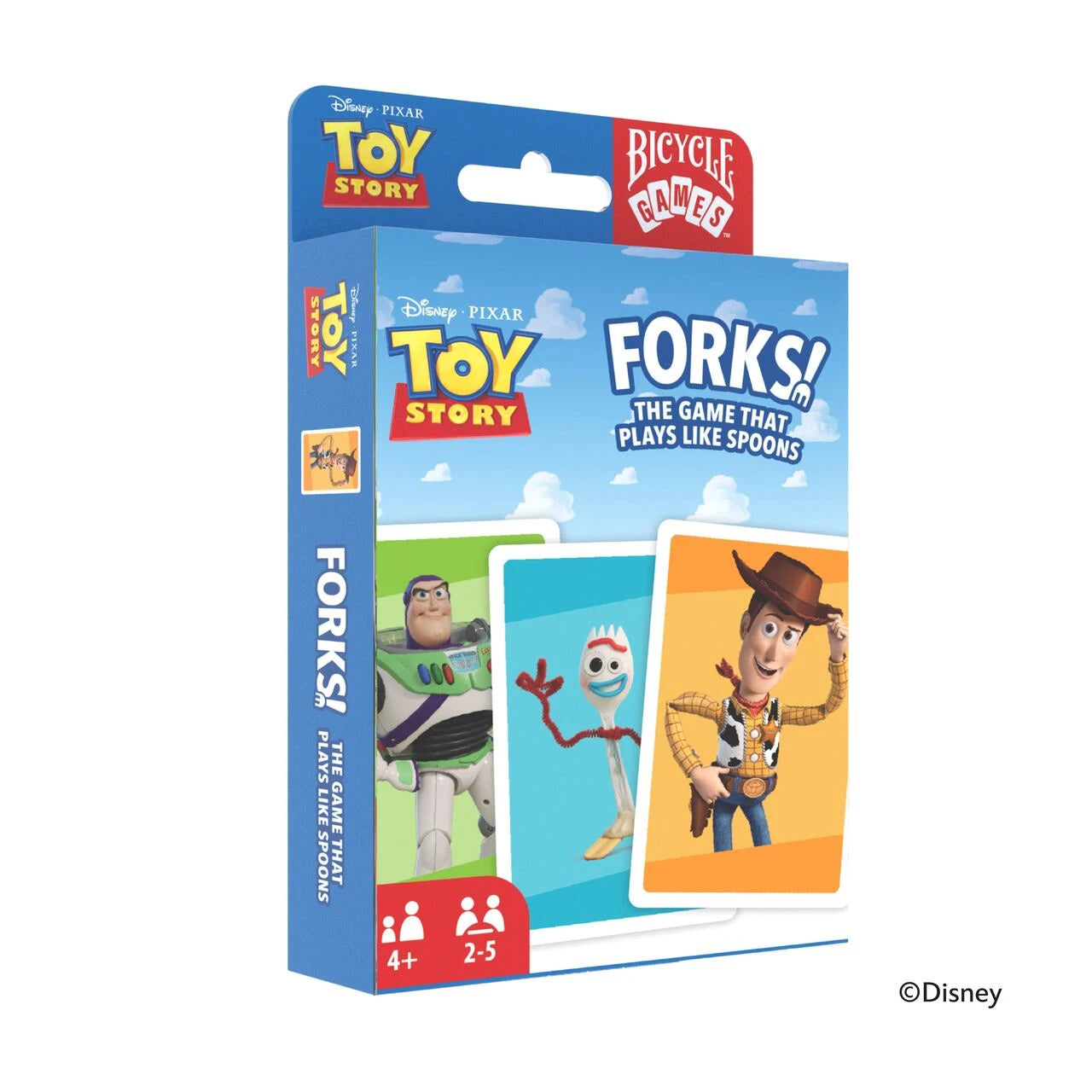 Bicycle Disney Pixar Toy Story Forks card game box with Woody, Buzz Lightyear, and Forky cards