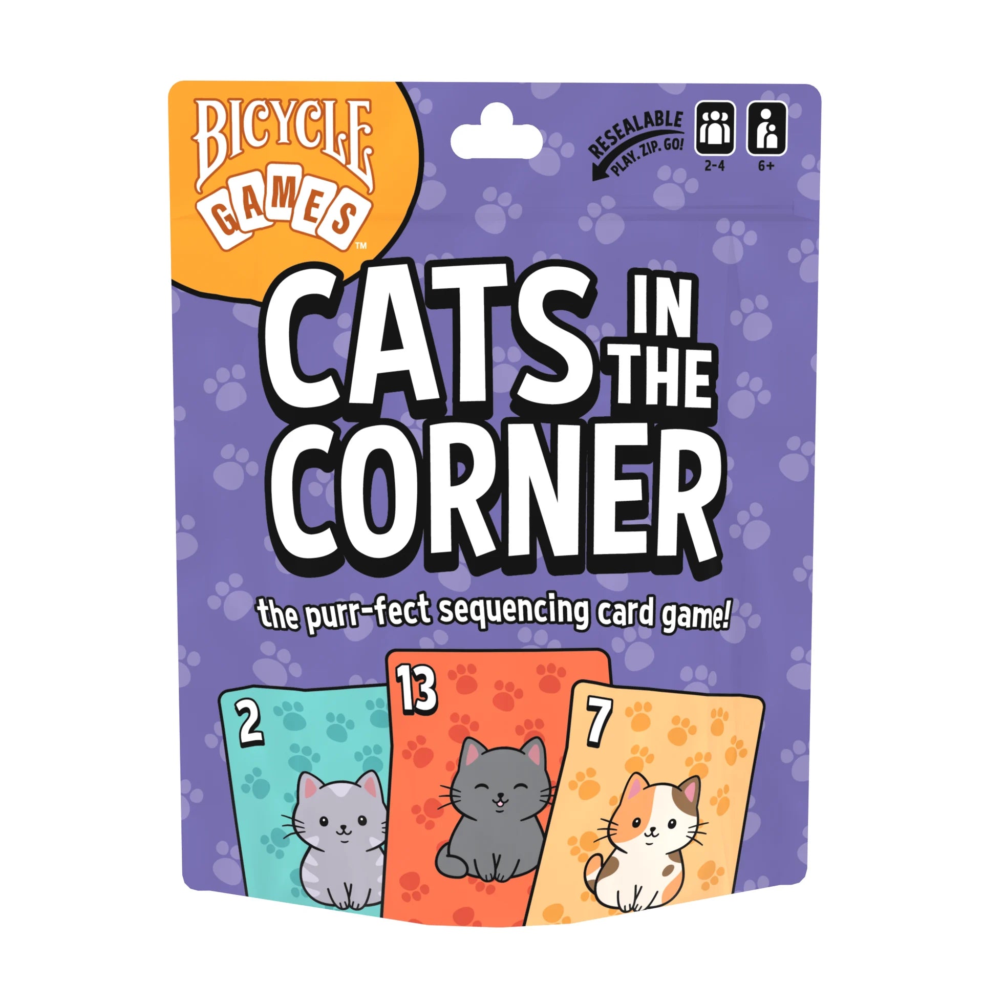 Bicycle Games Cats in the Corner card game in resealable purple pouch