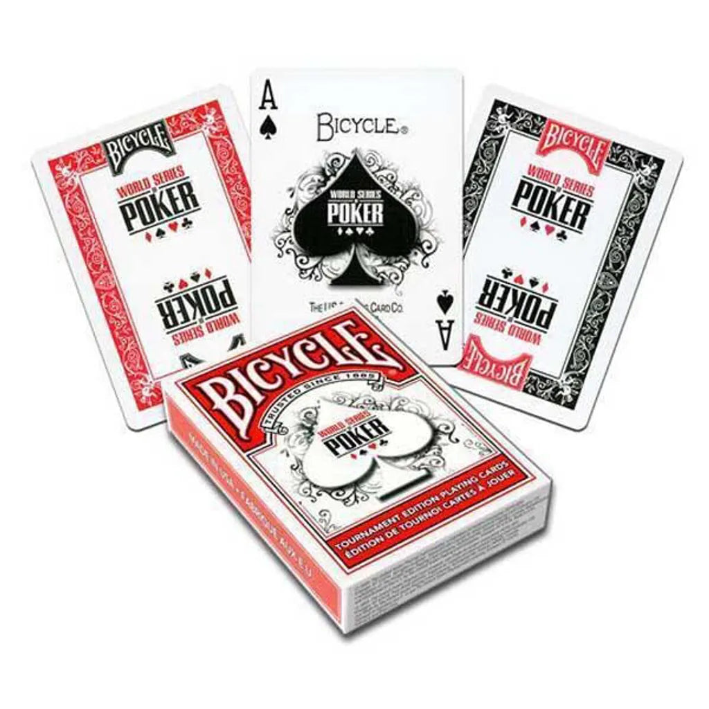 Bicycle World Series of Poker playing cards with a box on a white background