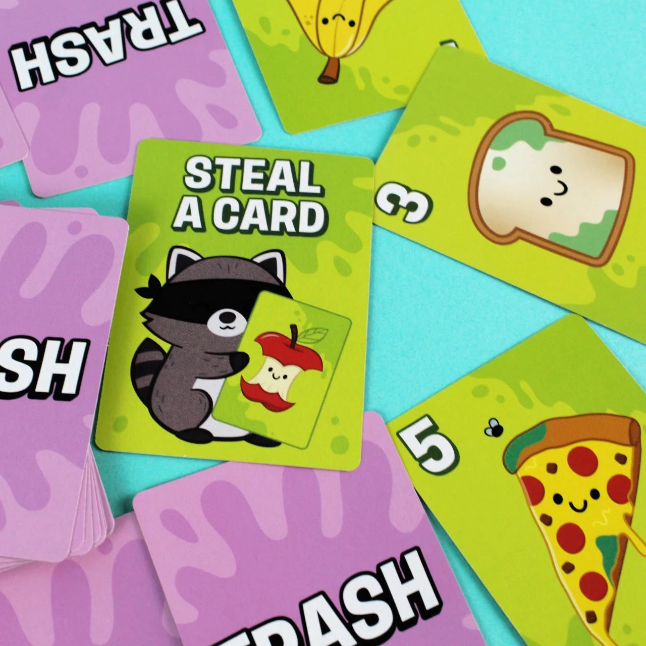 Bicycle Trash Steal a Card action card with raccoon illustration