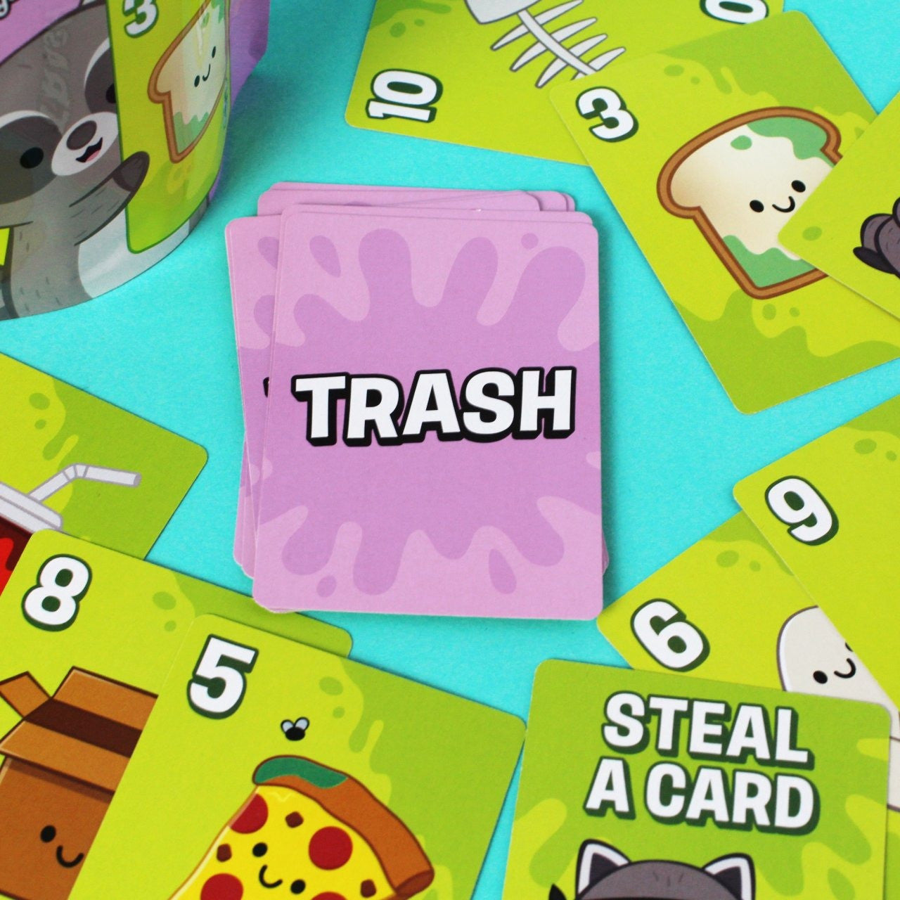 Bicycle Trash numbered cards, action cards and purple Trash card backs